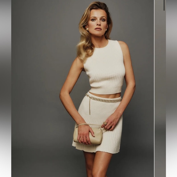 Reformation Kate Cotton Knit Two Piece Skirt Set NWT - Picture 2 of 6